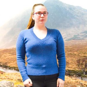 100% Shetland Wool Jumper Ladies V-Neck Long Sleeve Fully Fashioned Pure New Wool